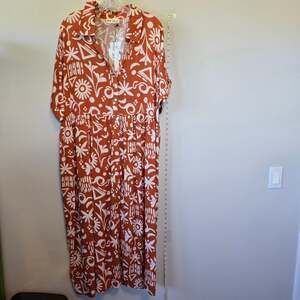 New In Rayon Summer Dress in Sunset Orange Size 3X